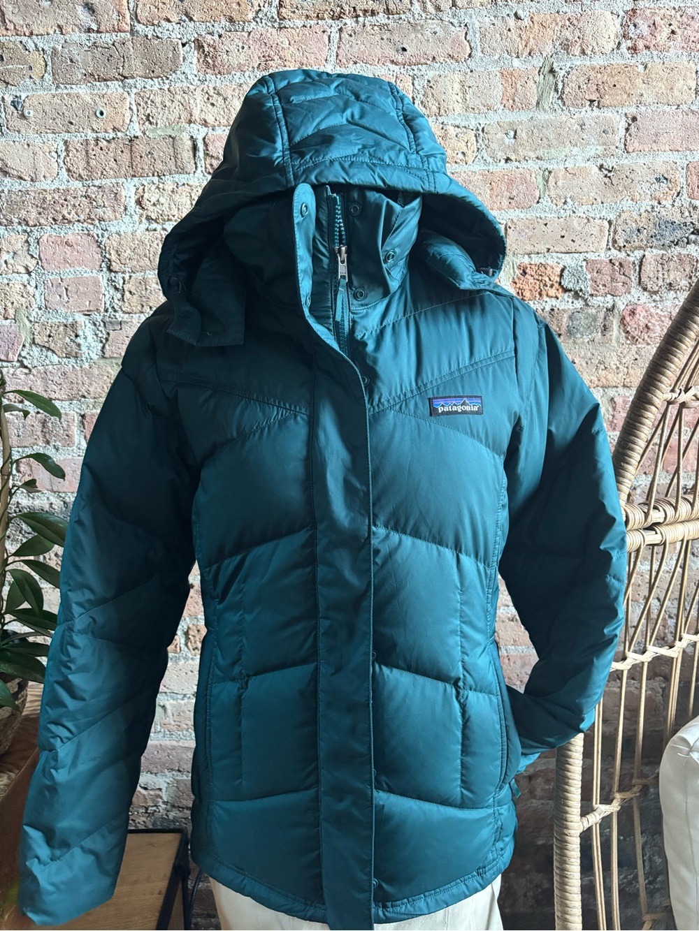 Patagonia Teal Hooded Puffer Jacket - Women's